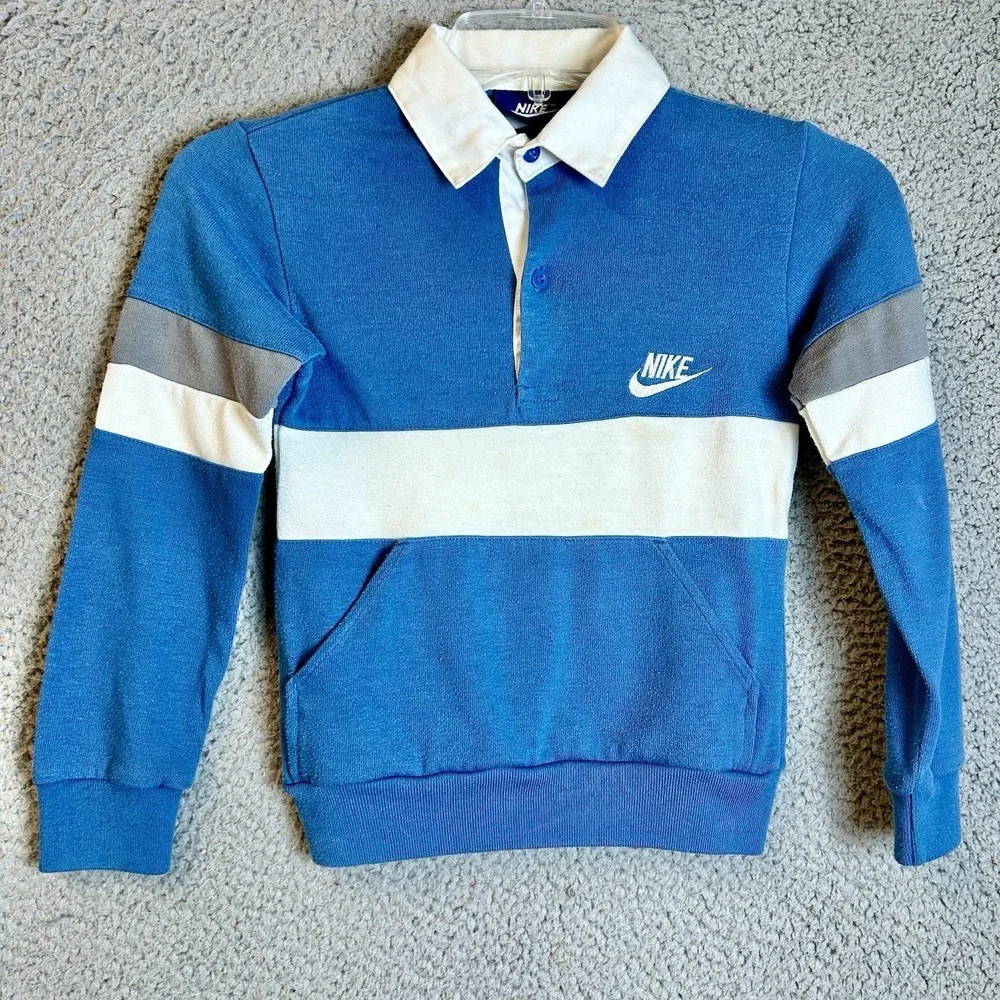 Vintage Nike Sweatshirt Kids Small Striped Sweater Youth Boys Retro 80s